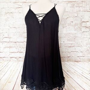 Free People gauze lace hem cami top